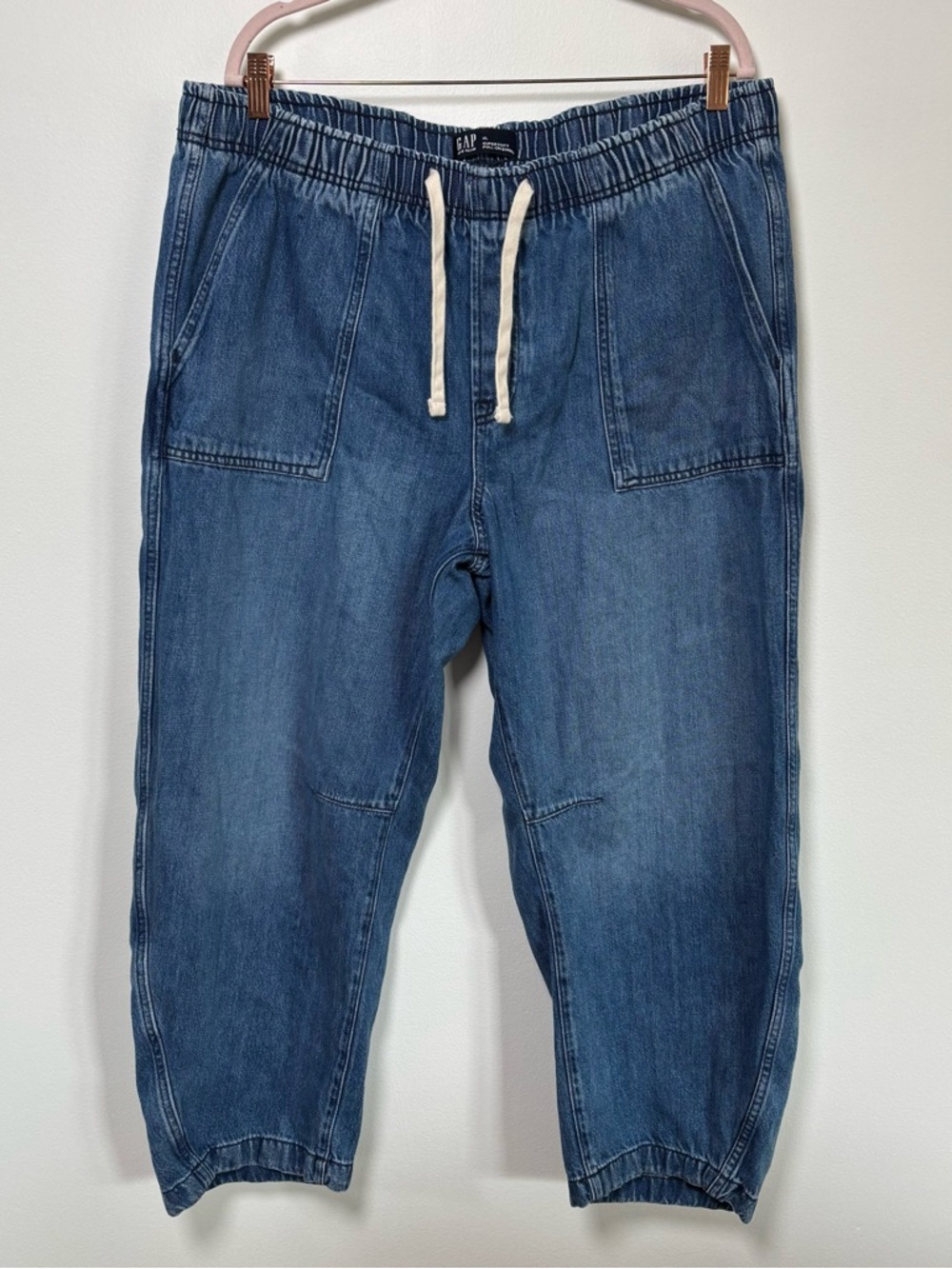 GAP Mid Rise SuperSoft Pull-On Barrel Jeans
